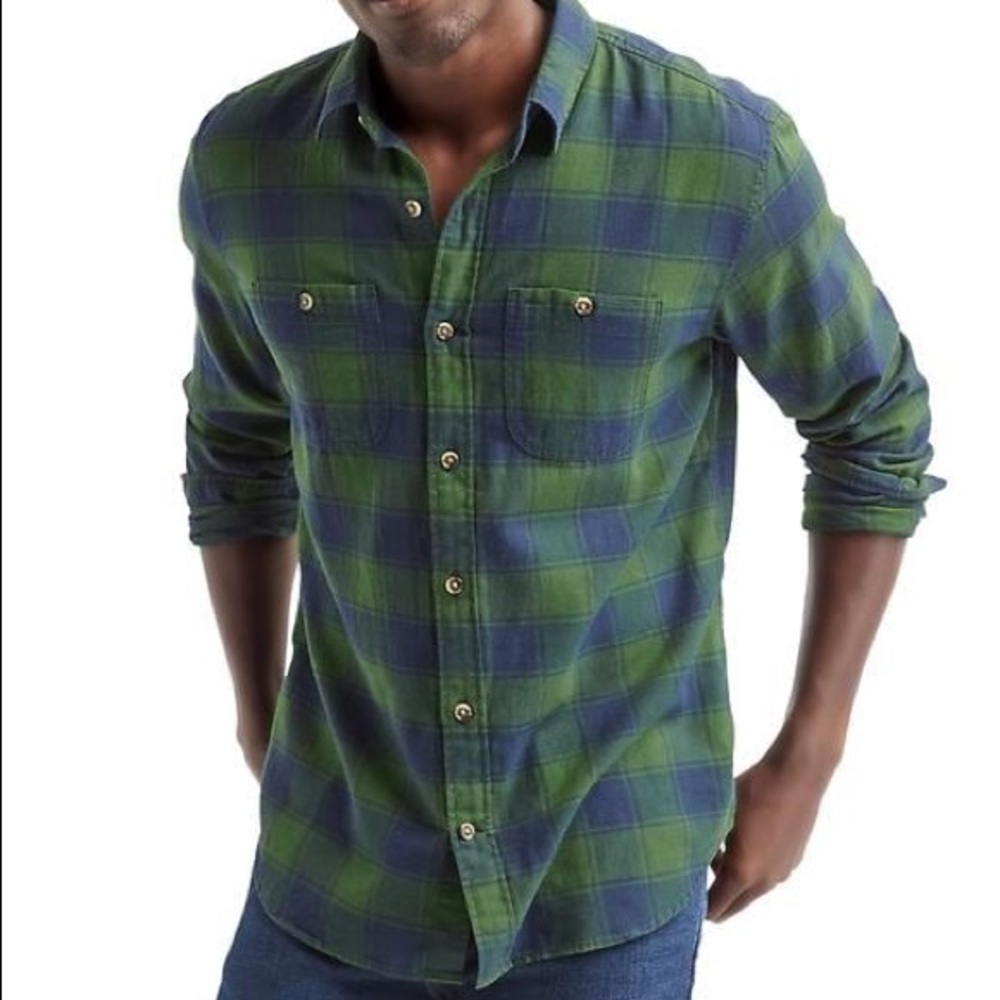 Gap Men’s Tall Buffalo Plaid Flannel in Navy/Green